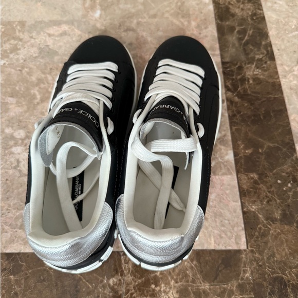 Dolce & Gabbana Black and White Sneakers with Silver Accents - Picture 1 of 7